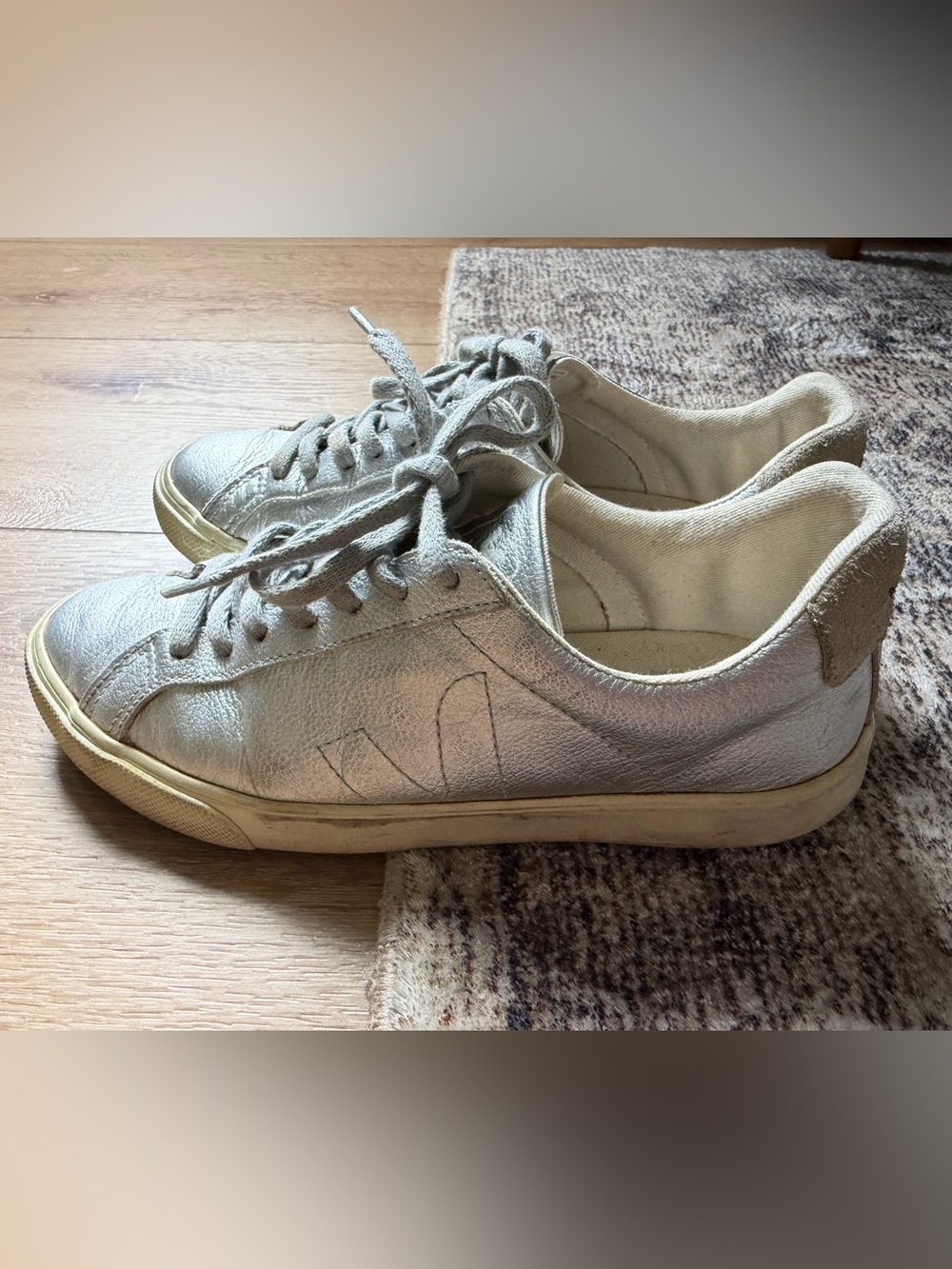 Veja Campo ChromeFree Leather Sneakers in Silver White